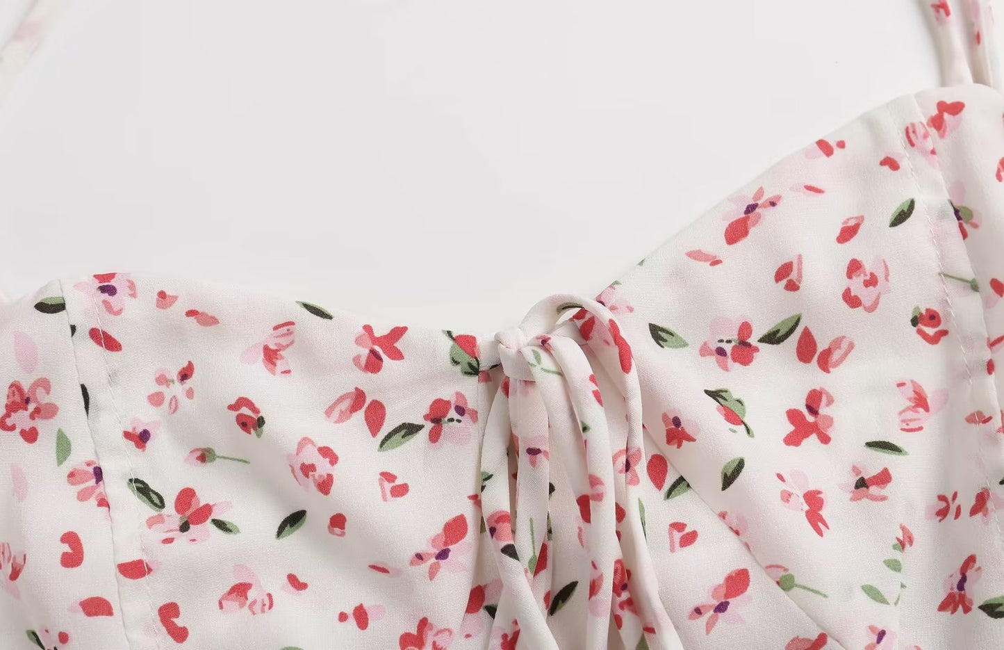 French Idyllic Floral Lace Printing Sexy Crop Top