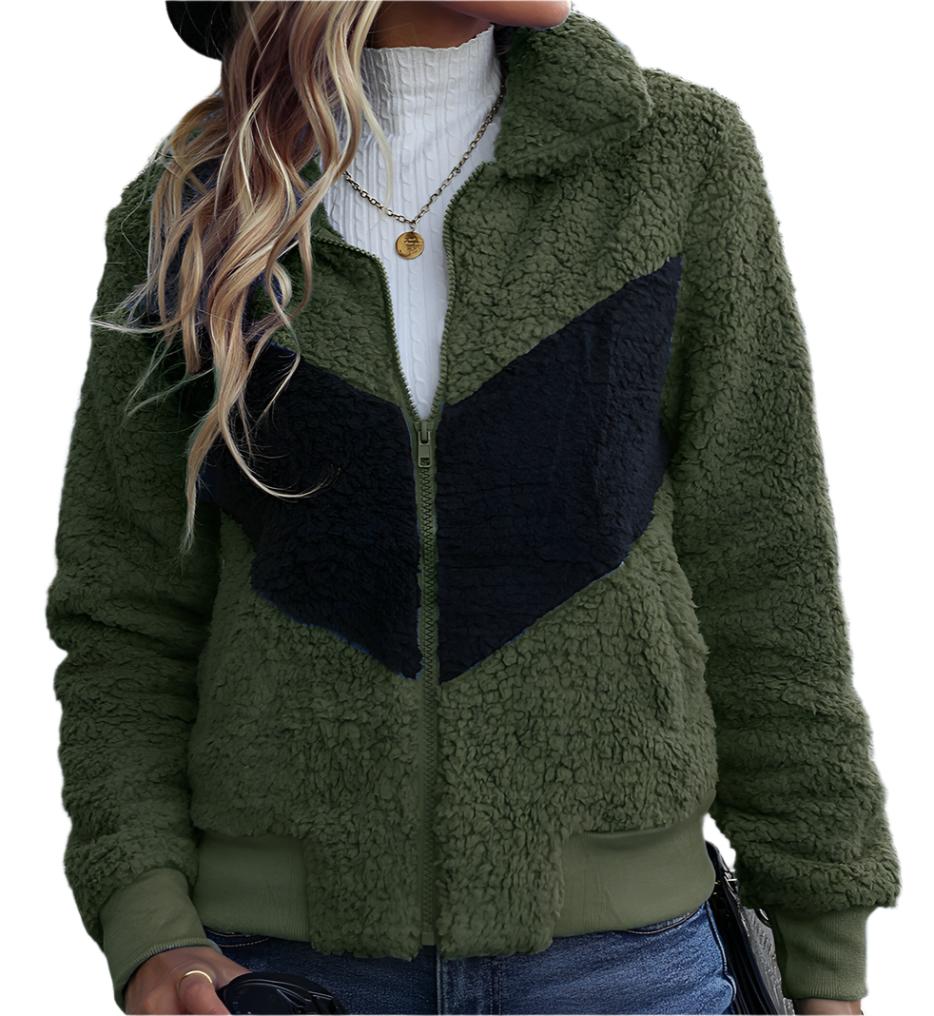 Collared Long Sleeve Zipper Coat