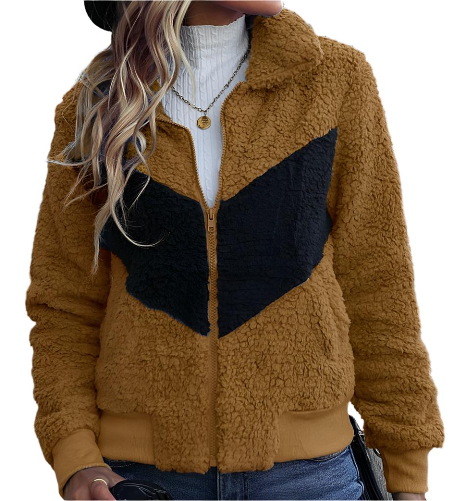 Collared Long Sleeve Zipper Coat