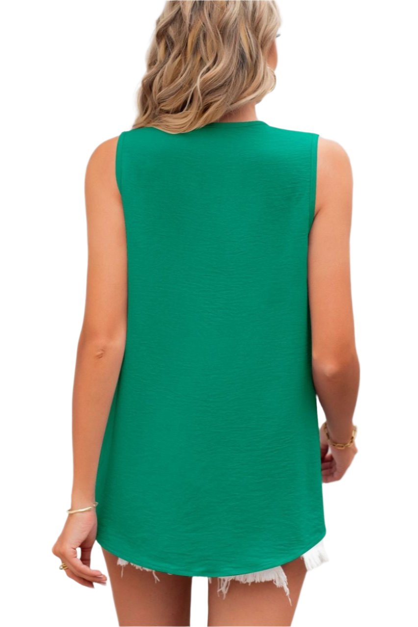 Solid Color V-neck Loose Chiffon Top