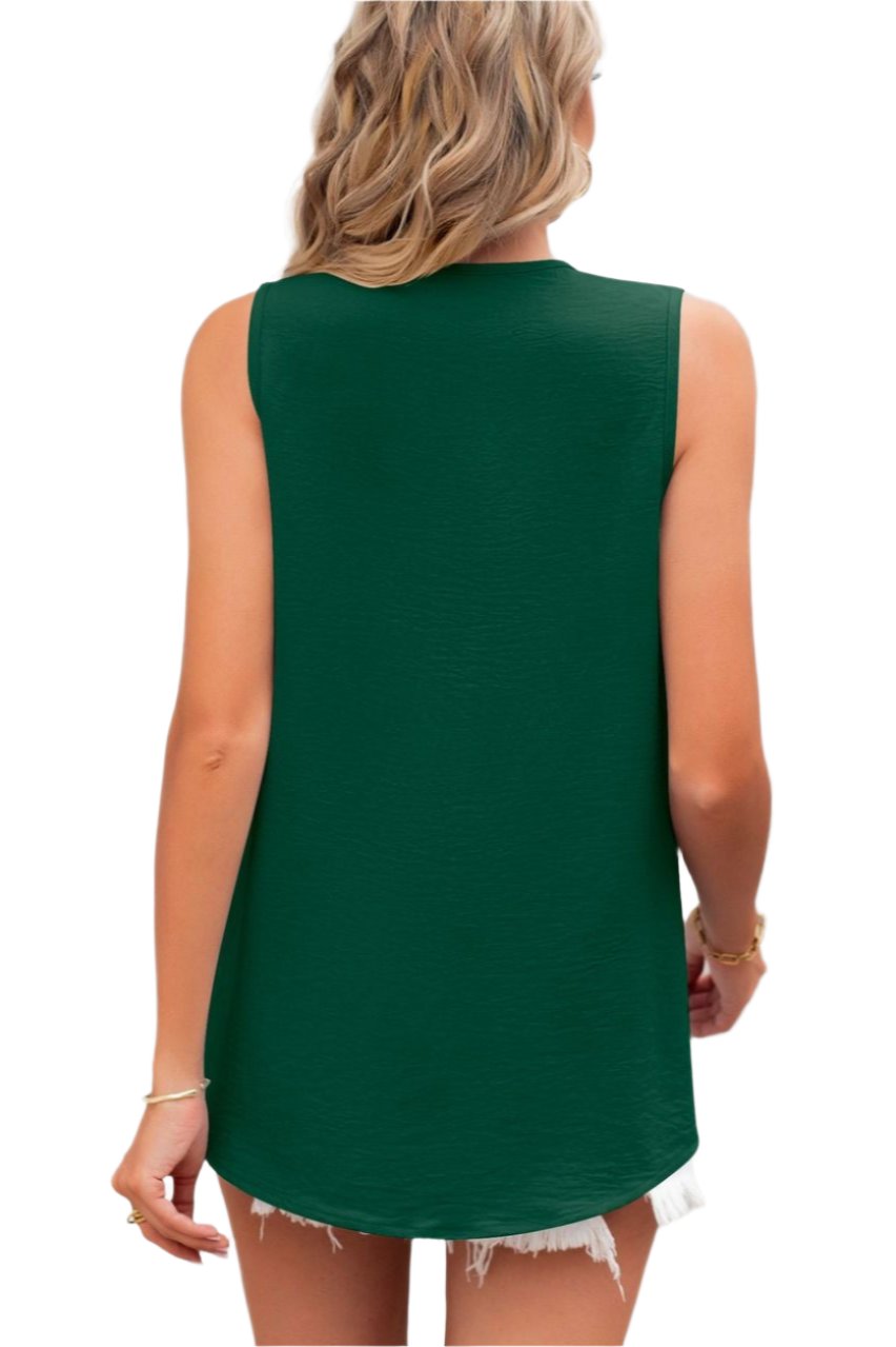 Solid Color V-neck Loose Chiffon Top