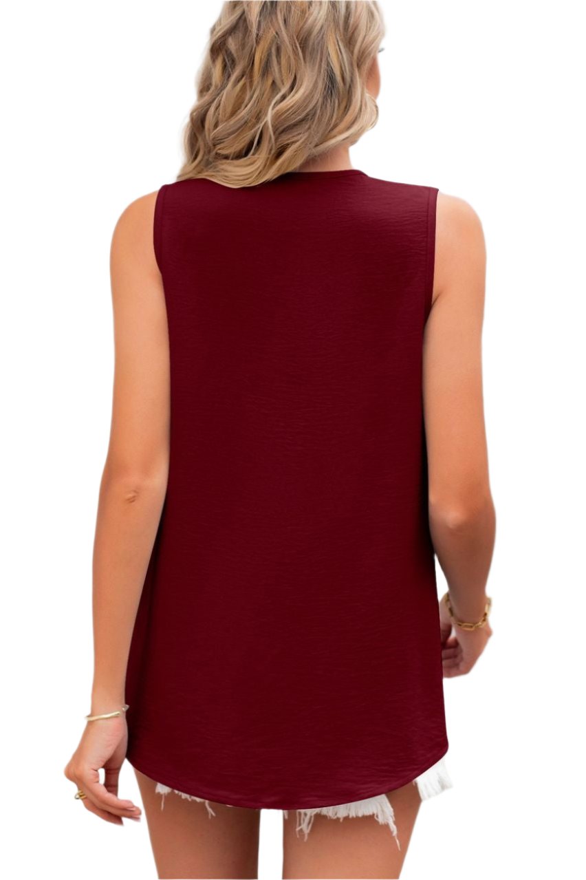 Solid Color V-neck Loose Chiffon Top