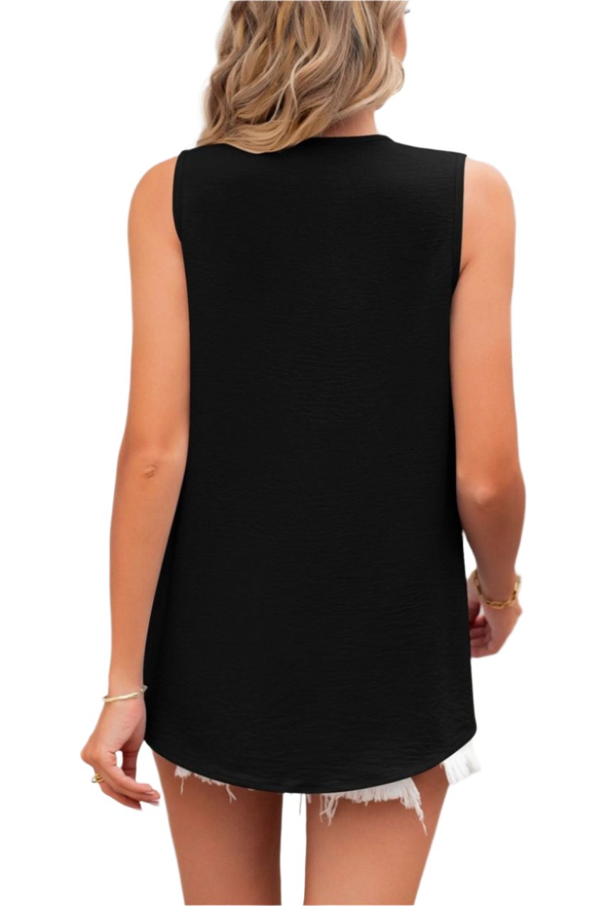 Solid Color V-neck Loose Chiffon Top