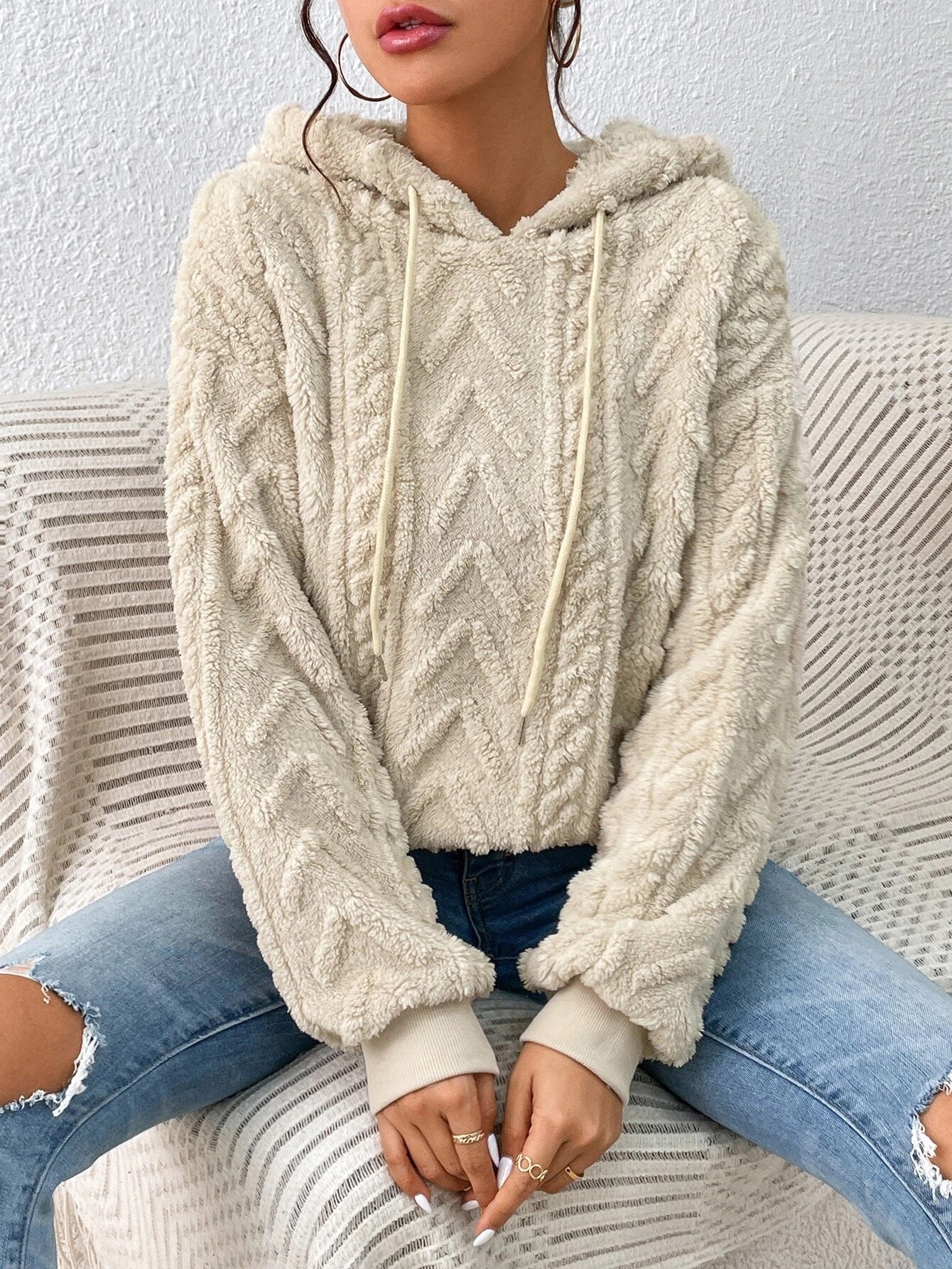 Pullover Hooded Loose Plush Sweater
