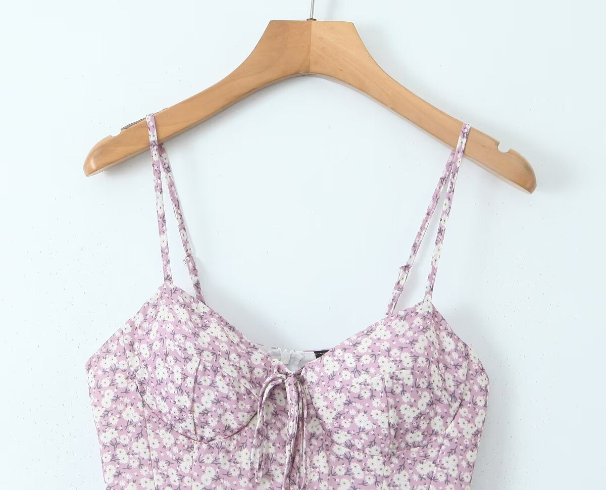 Lace-up Floral Sexy Vacation Romper