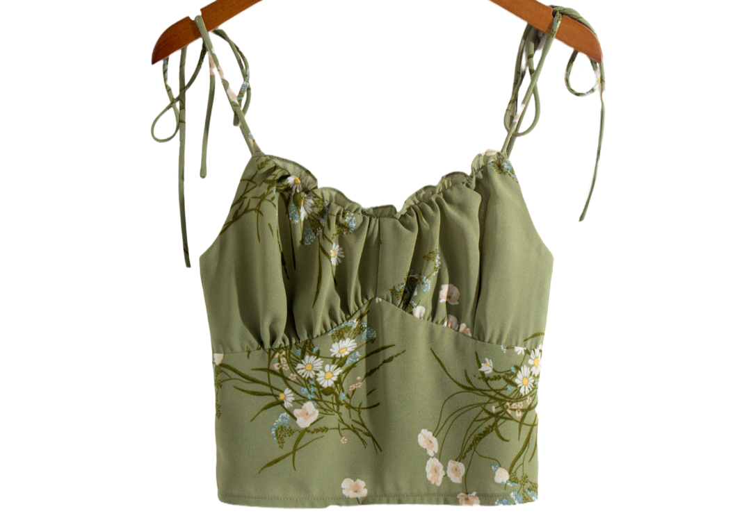 Chiffon Sweet Ruffled Pleated Slim Fit Top