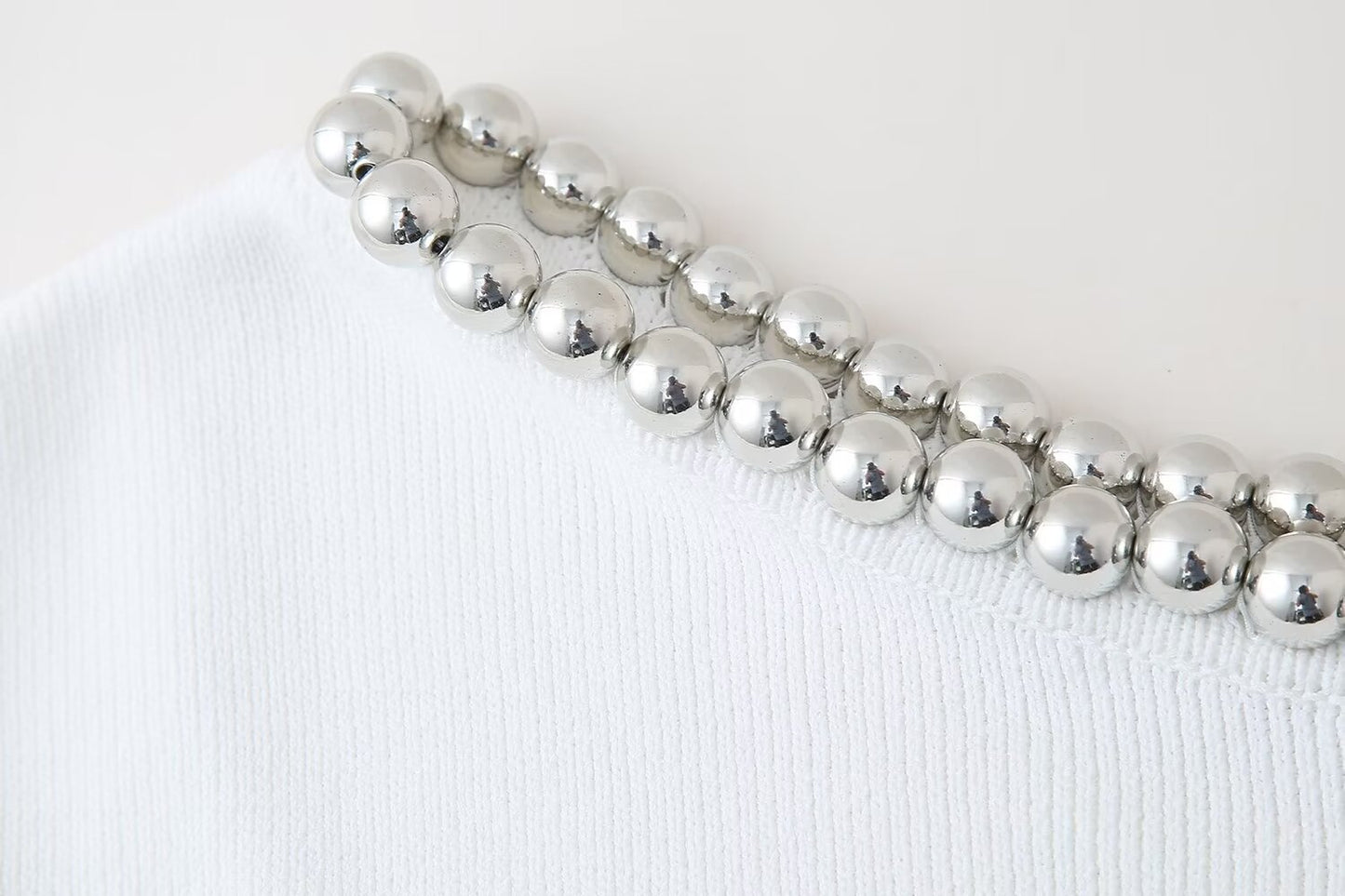 Luxury Design Beaded Neckline Sleeveless Top