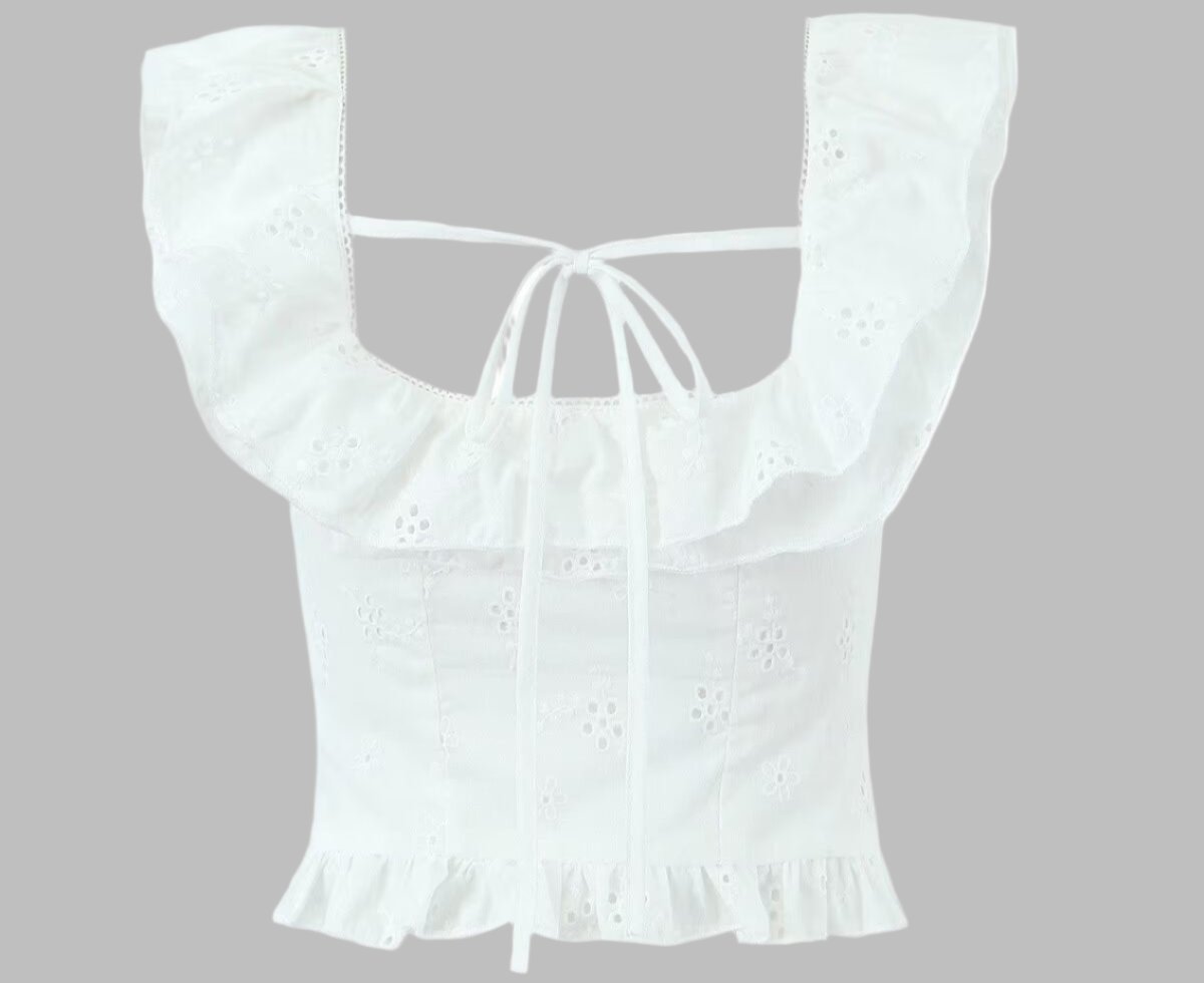 French Sweet Spicy Sexy White Slim Crop Top