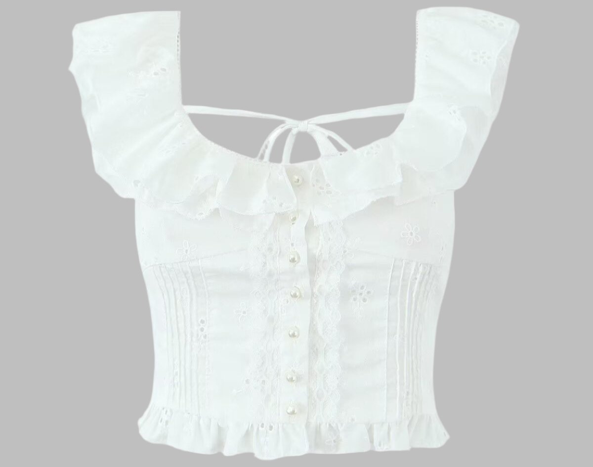 French Sweet Spicy Sexy White Slim Crop Top