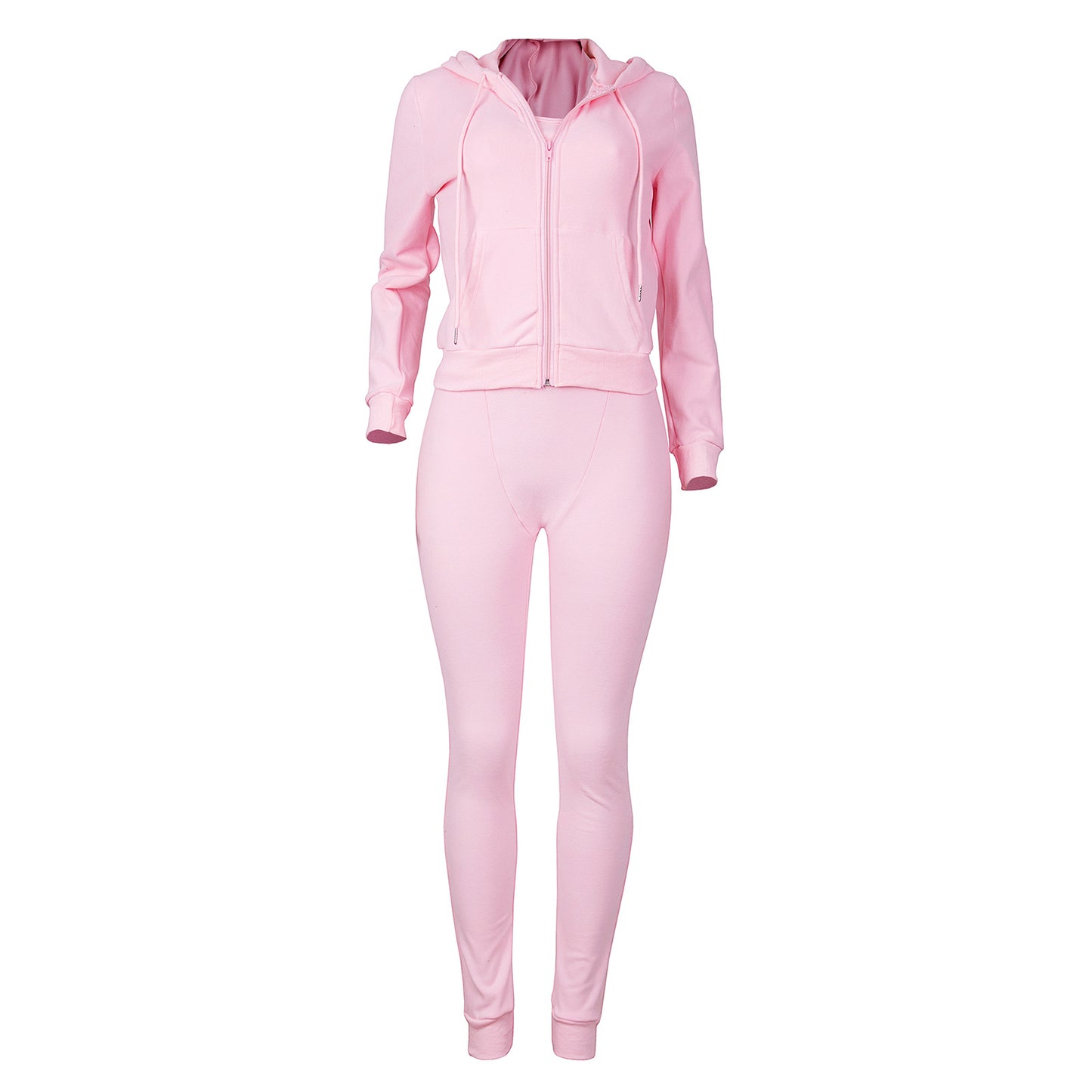 Plush Hooded Workout Three-Piece Set