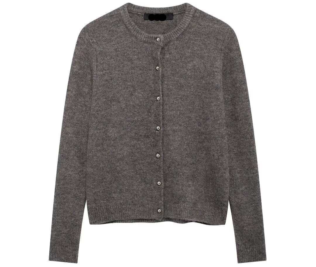 Stylish Simple Metal Button Knitted Cardigan