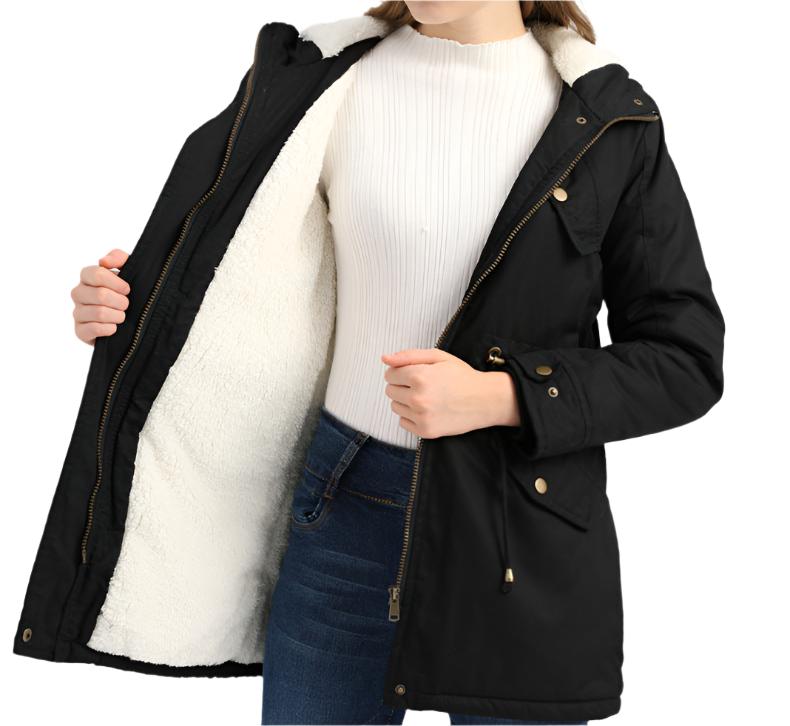Cotton Padded Hooded Drawstring Cinched Coat