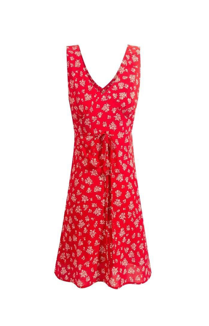 Deep V Plunge Neck Cross Lace up Sleeveless Dress