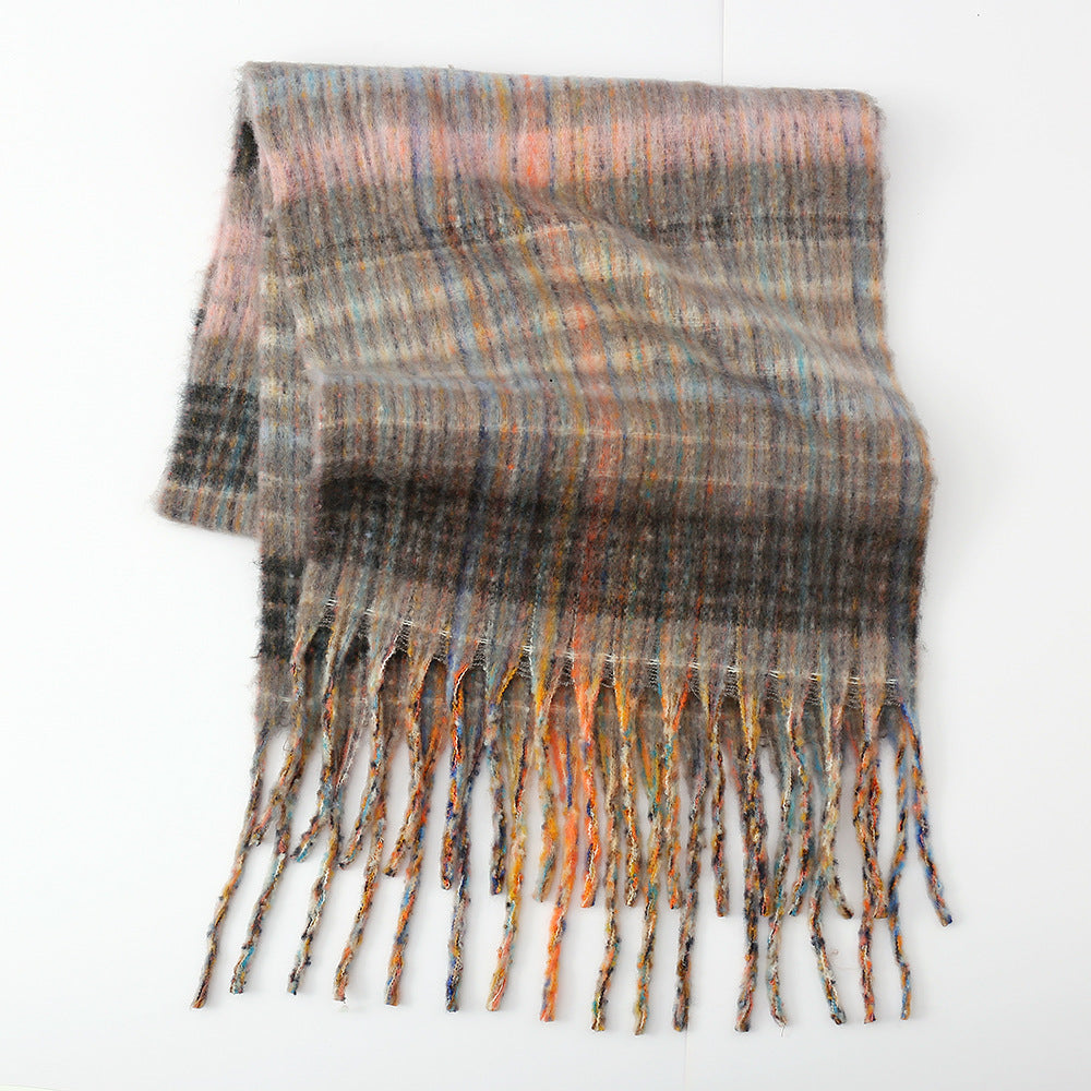 Thick Plaid Tassel Scarf