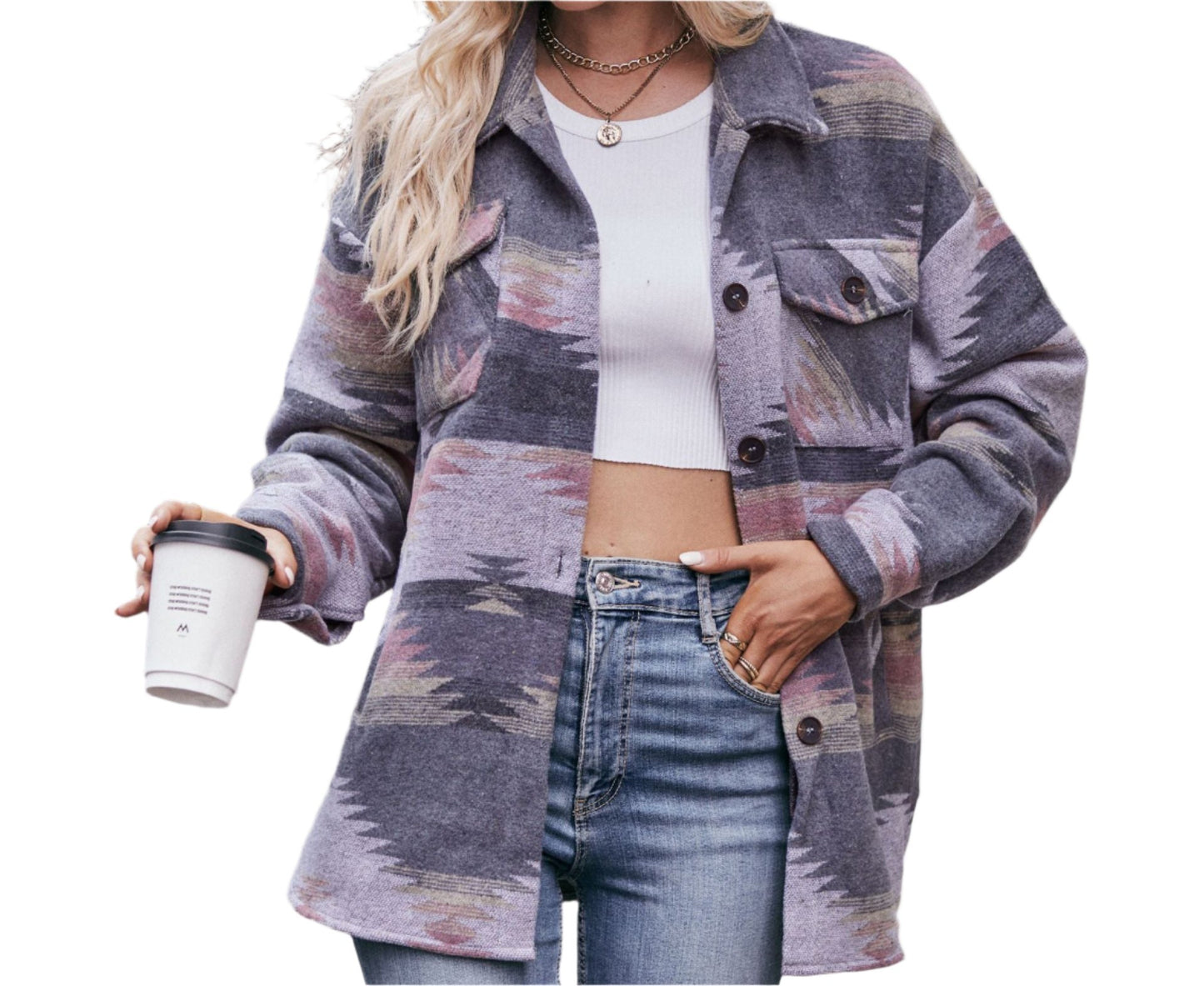 Aztec Geometric Abstract Woolen Coat