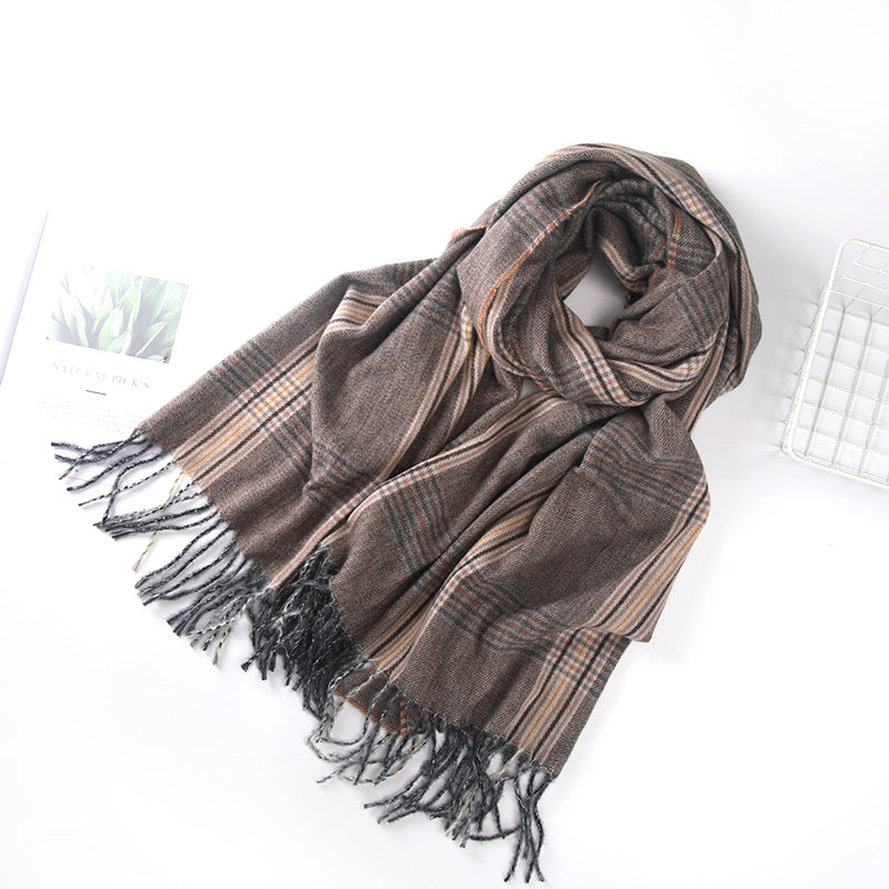 Barbed Fringe Plaid Scarf
