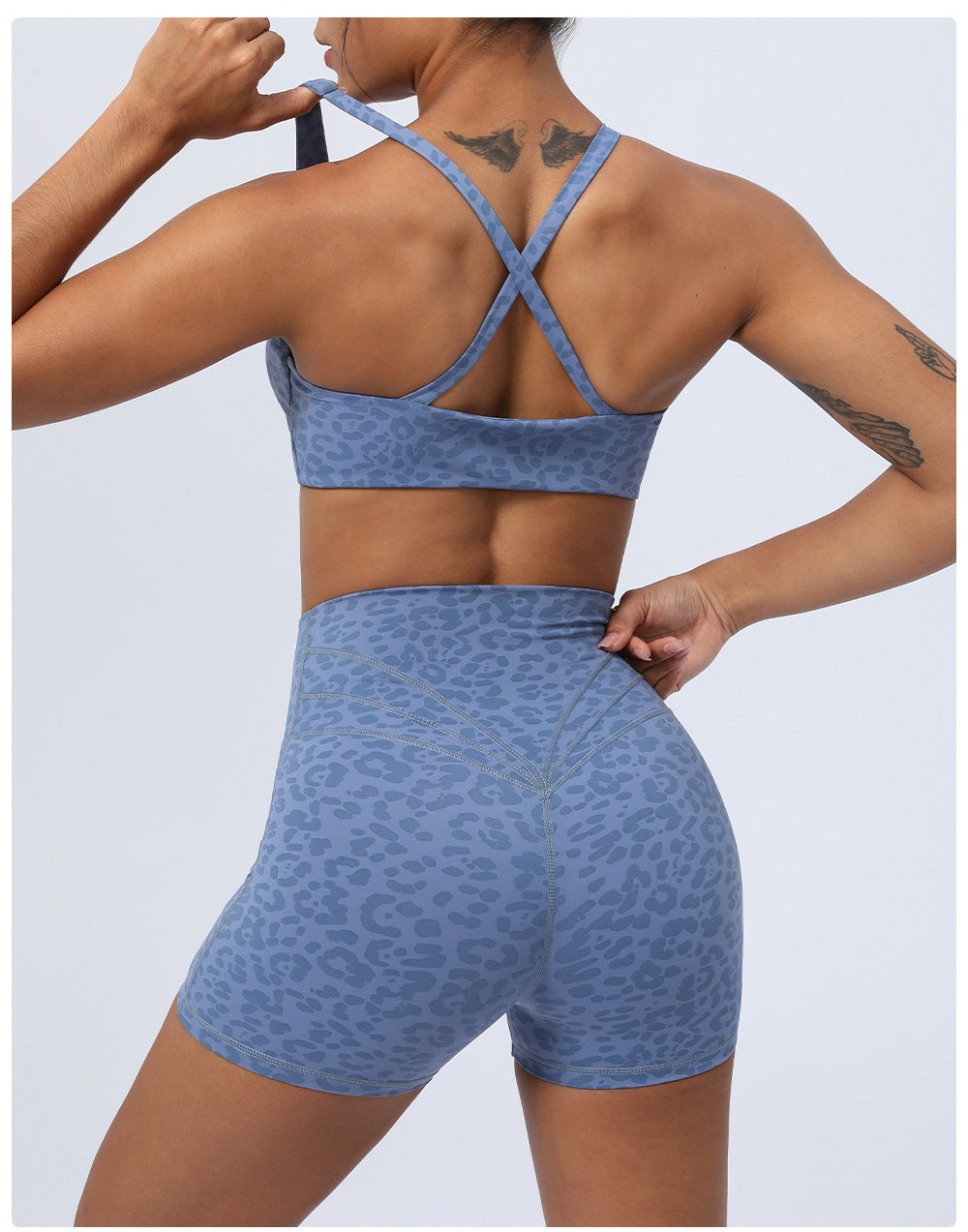 Yoga Leopard Twisted Cross Hip Lifting Running Fitness Suit