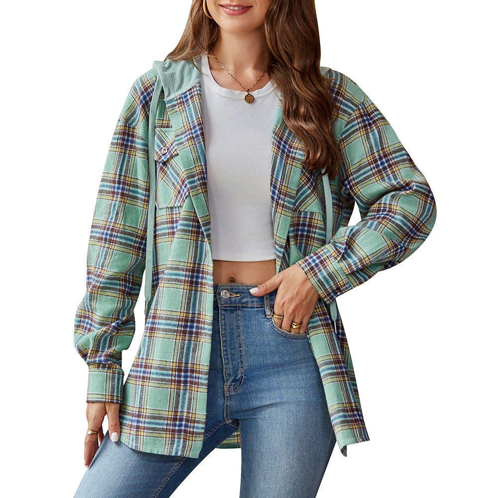 Casual Hoodie Plaid Shirt