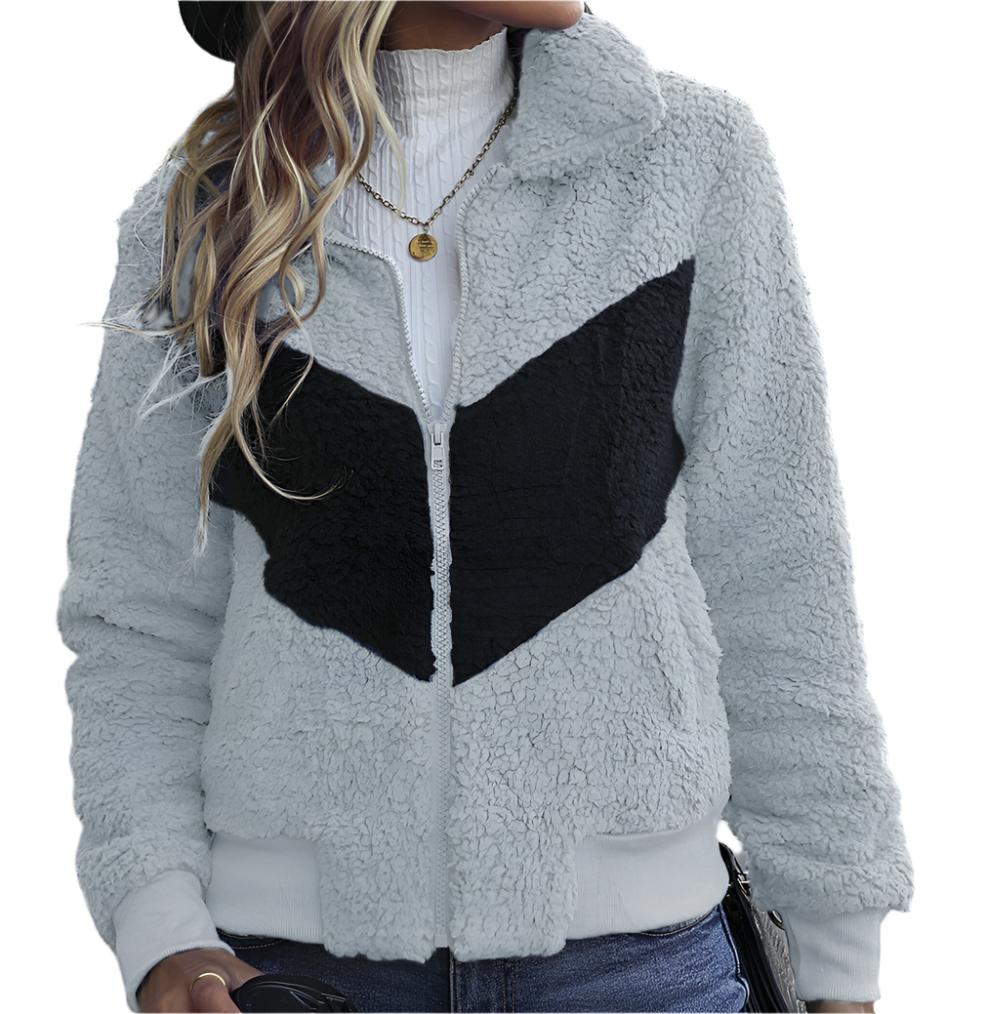 Collared Long Sleeve Zipper Coat