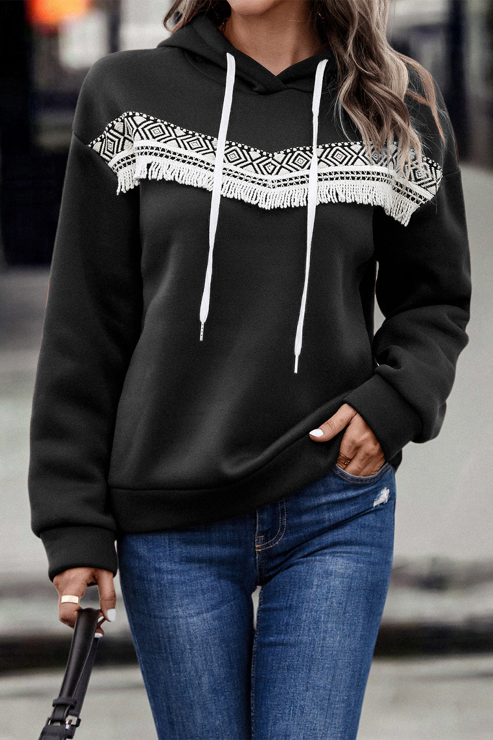 Hooded Lace Casual Hoodie