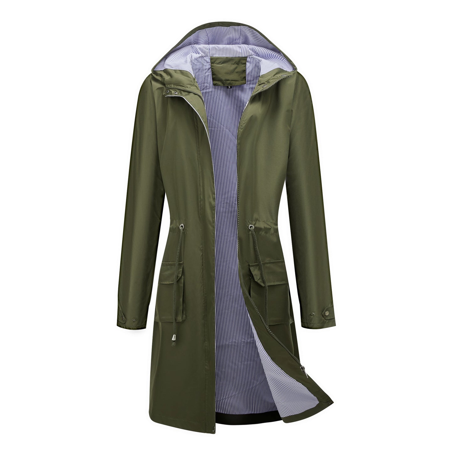 Trench Waterproof Hooded Striped Lining Coat