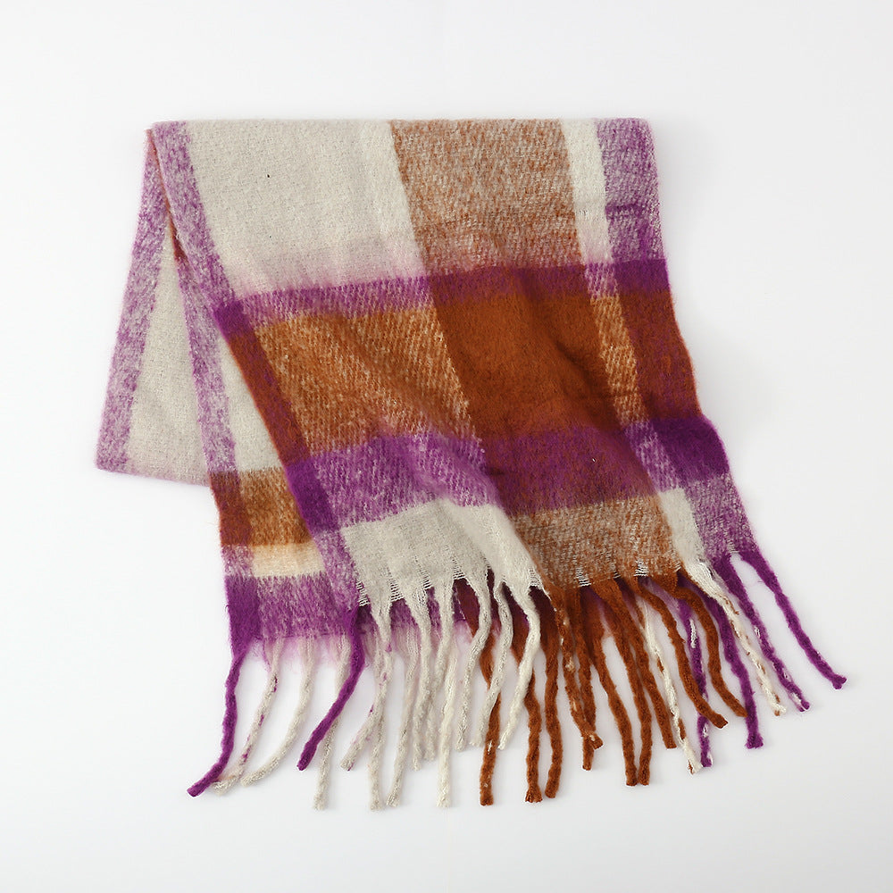 Cashmere Mohair Plaid Scarf