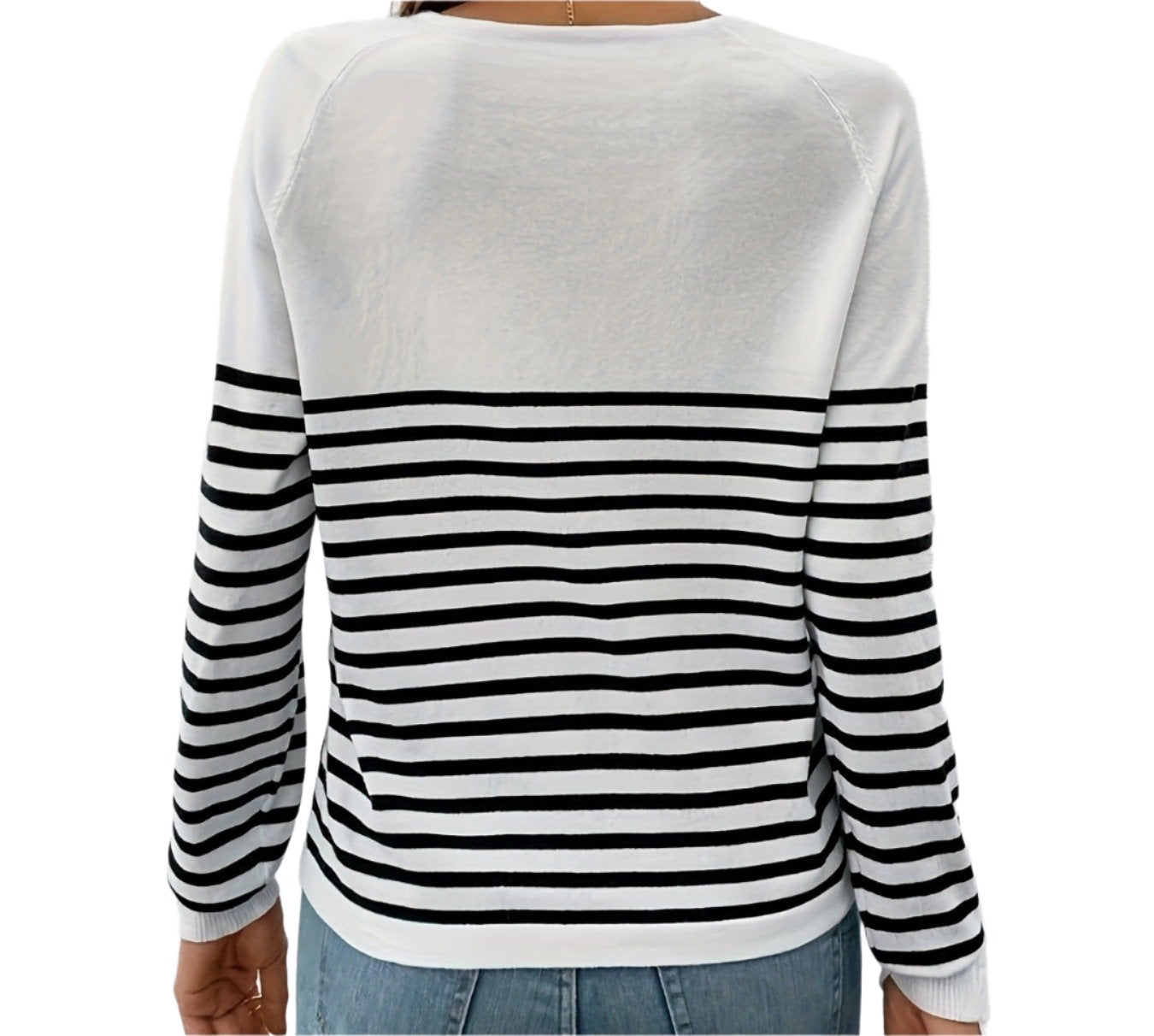 Casual Love Stripes V-neck Sweater