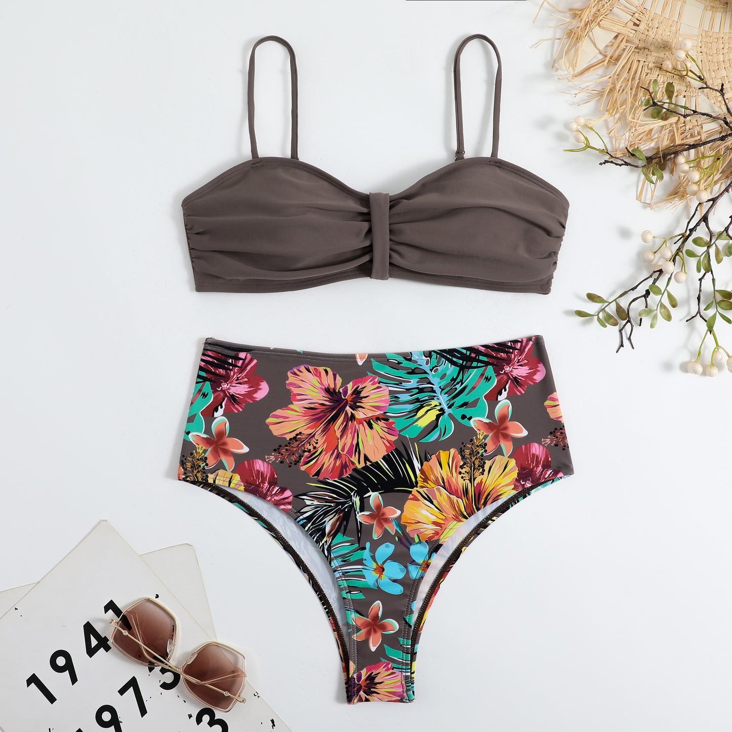 Split Retro Sexy Printed Bikini