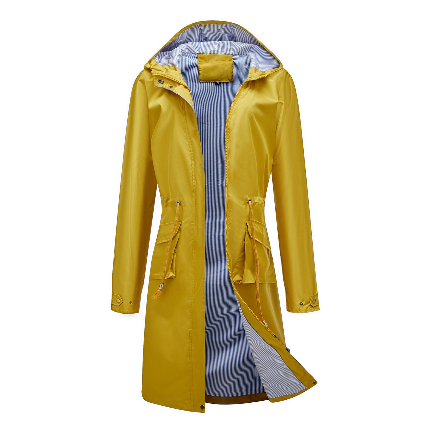 Trench Waterproof Hooded Striped Lining Coat