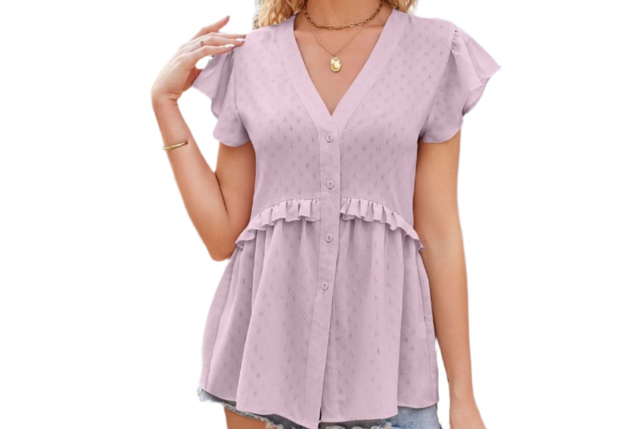 Ruffle Waist Short Sleeve Top