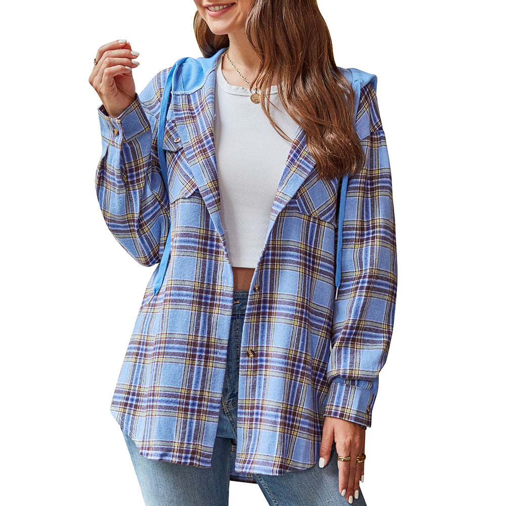 Casual Hoodie Plaid Shirt