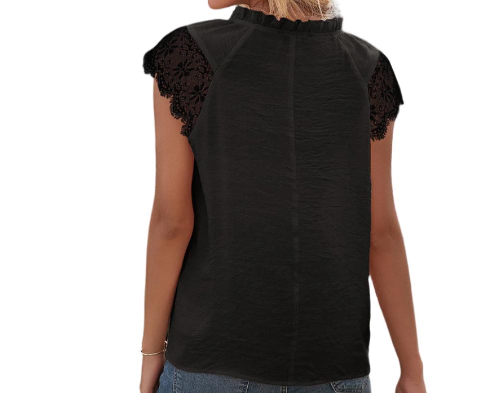 Lace Stitching Tied Top