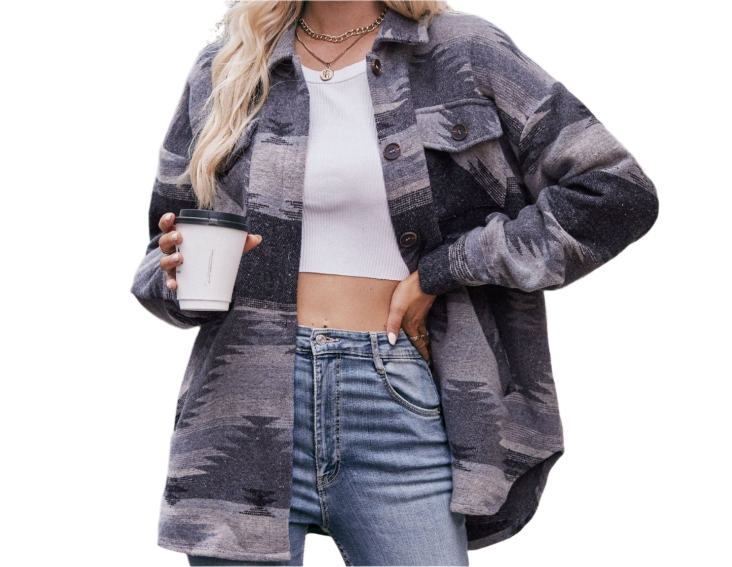 Aztec Geometric Abstract Woolen Coat