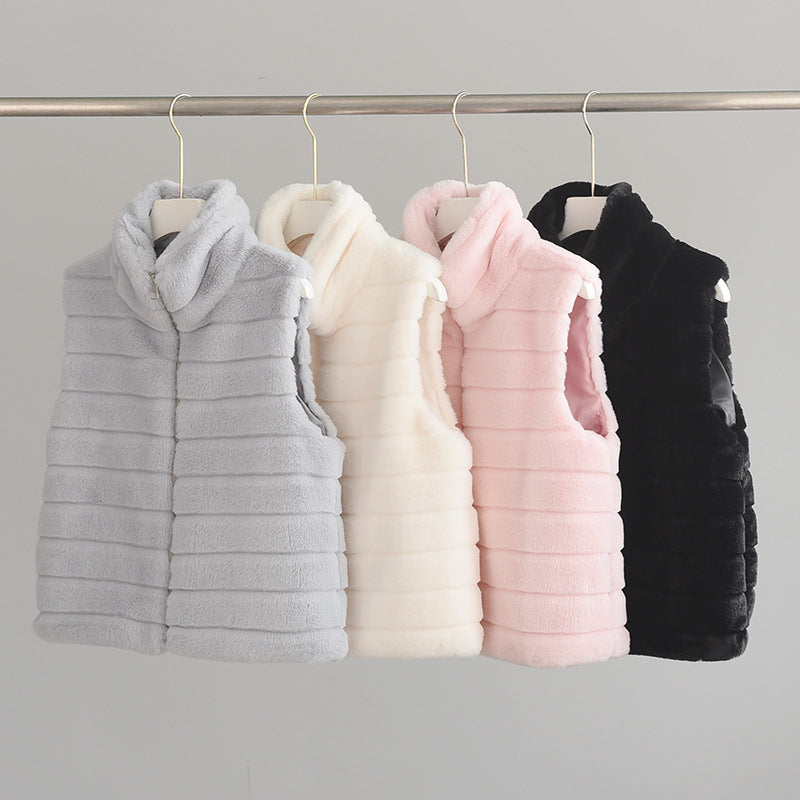 Vest Faux Fur Stand Collar Artificial Fur Coat