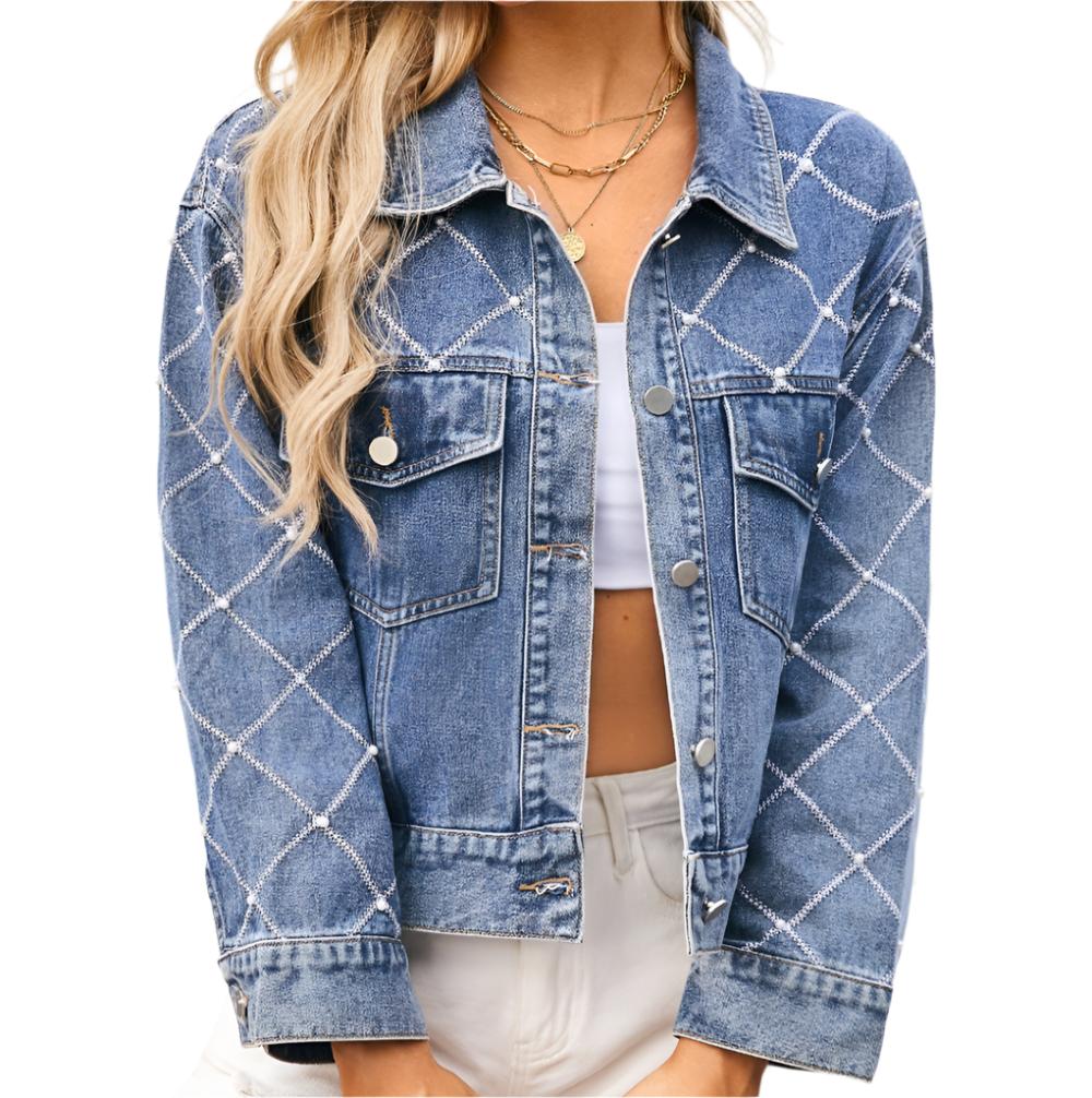 Embroidered Beaded Denim Jacket