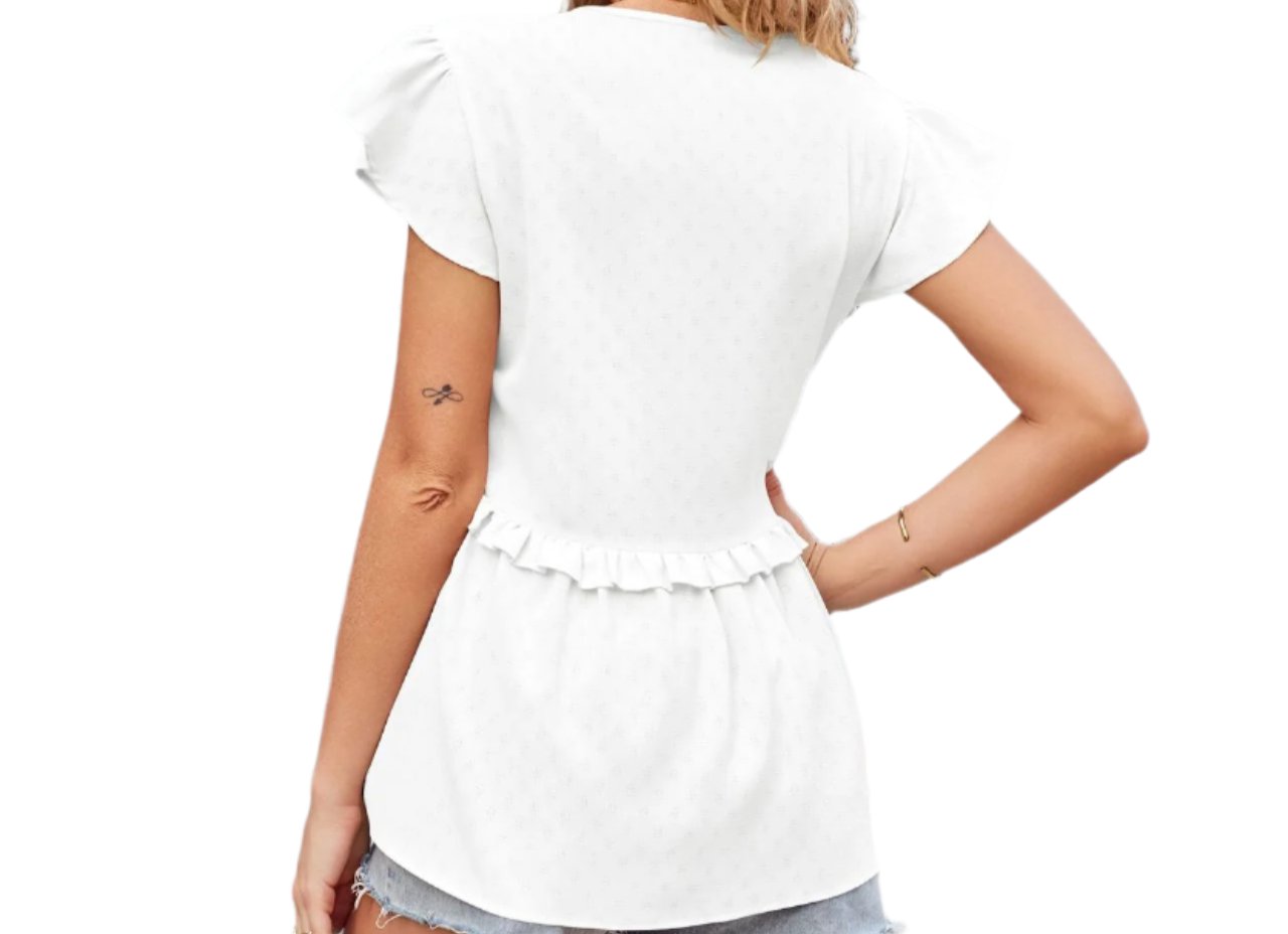 Ruffle Waist Short Sleeve Top