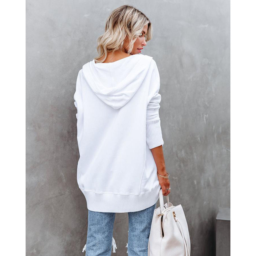 Loose Thread Patchwork Hooded Sweatshirt