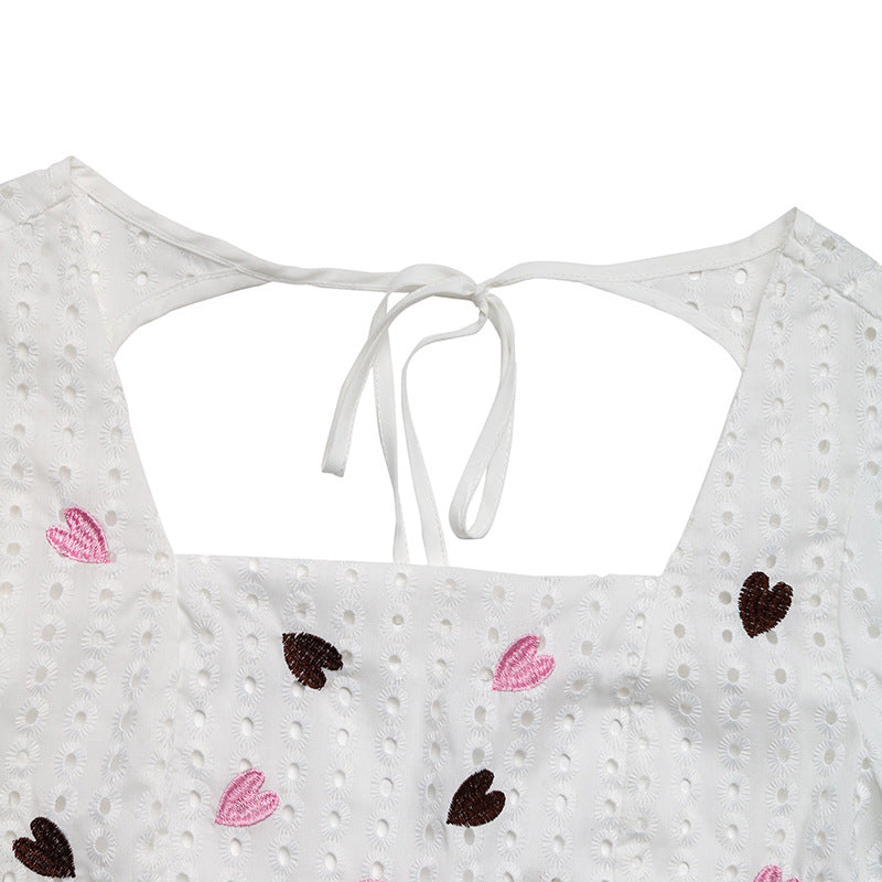 Puff Sleeve Love Square Collar Blouse