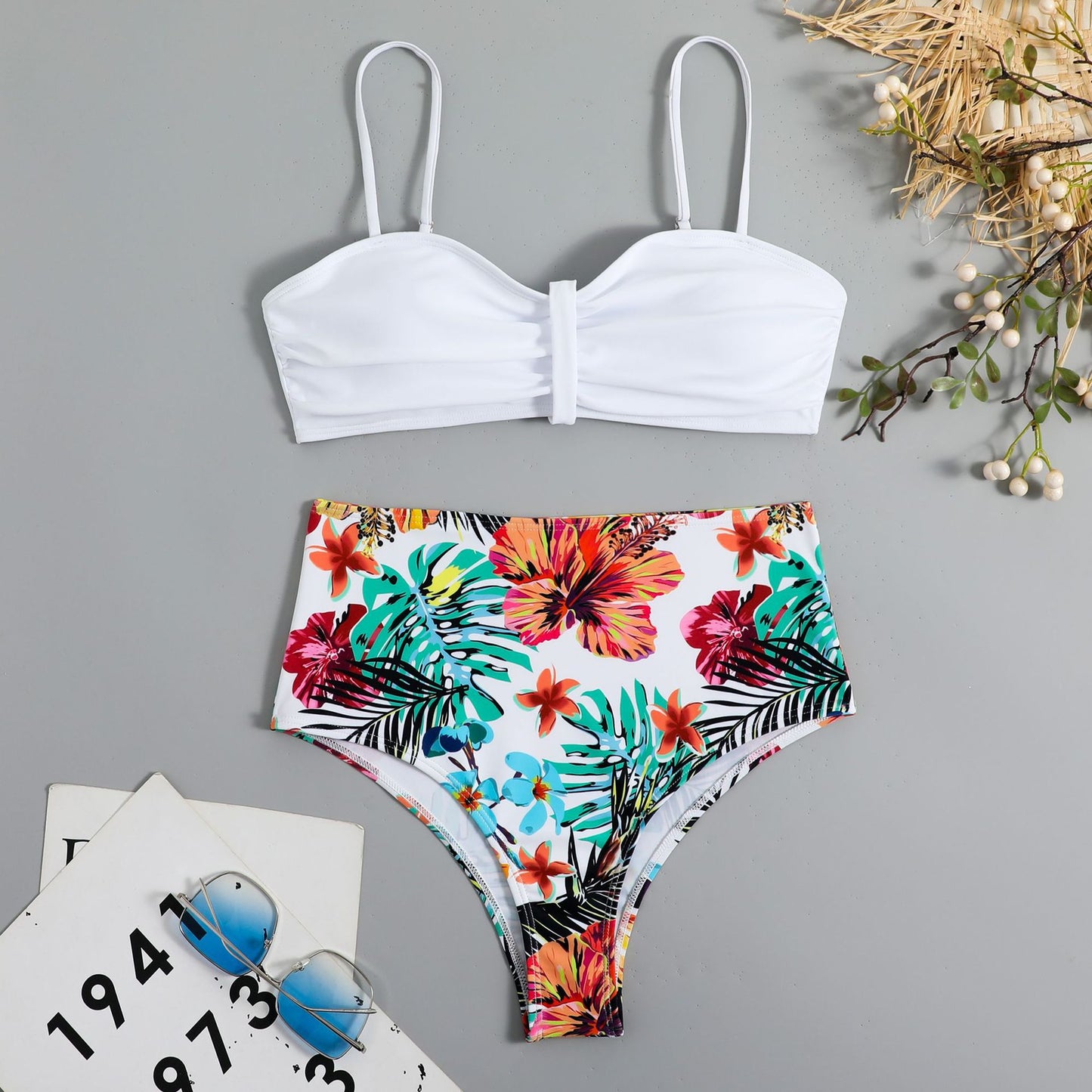Split Retro Sexy Printed Bikini