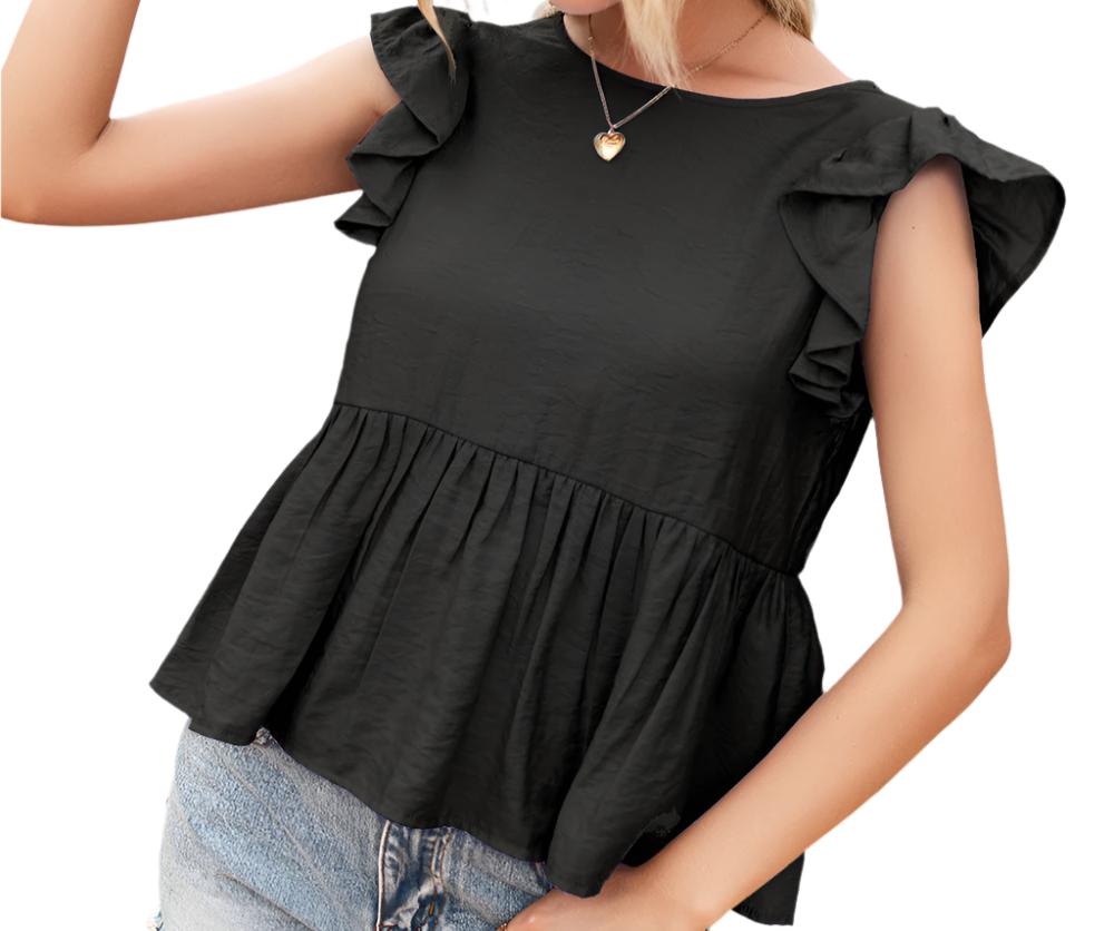 Ruffle Sleeve Lace Backless Top