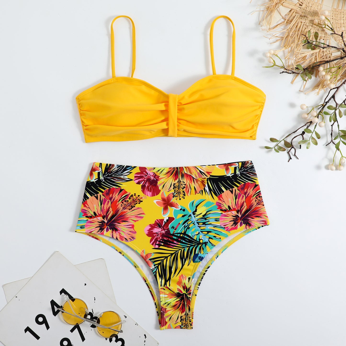 Split Retro Sexy Printed Bikini