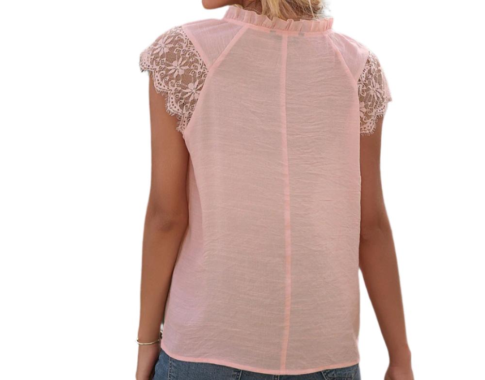 Lace Stitching Tied Top