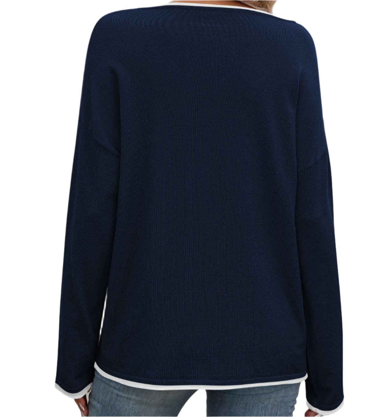 Color Jumping Core Yarn Long Sleeve Sweater