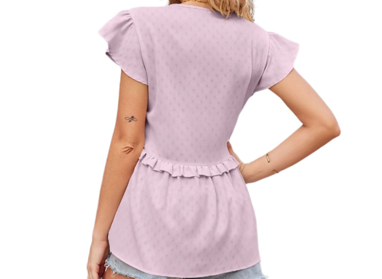 Ruffle Waist Short Sleeve Top