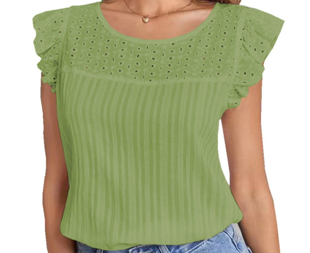 Ruffled Eyelet Embroidery Top