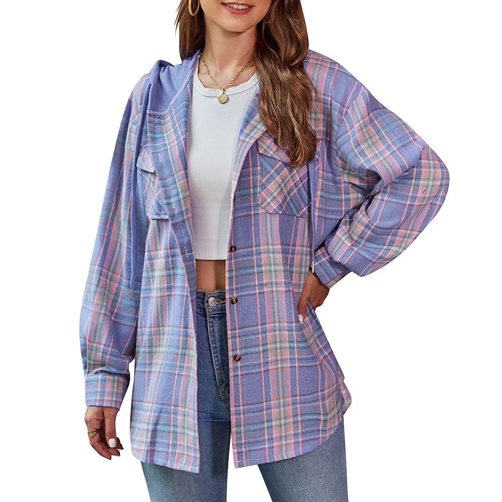 Casual Hoodie Plaid Shirt