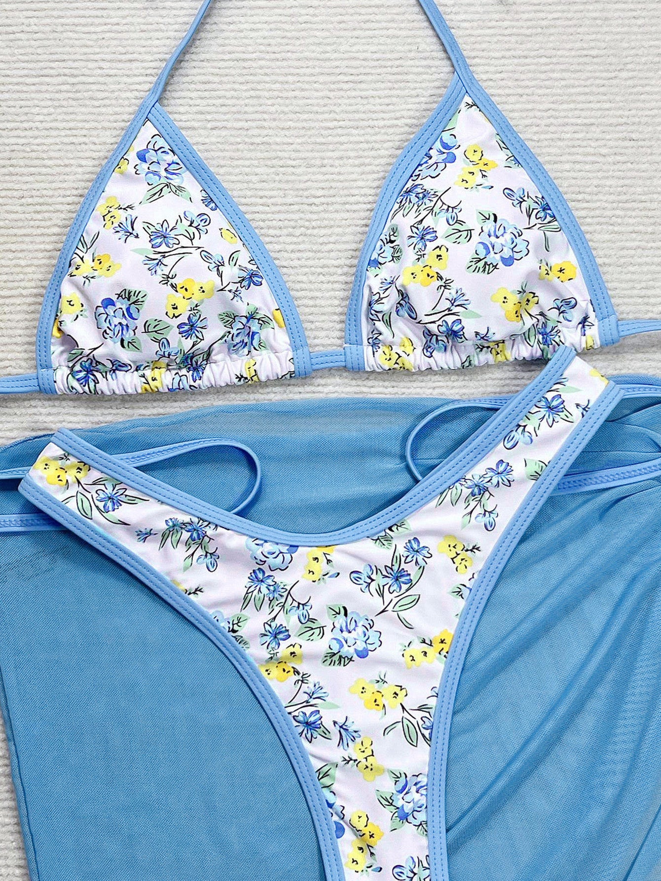 Sexy Backless Lace-up Beach Skirt Three Piece Set
