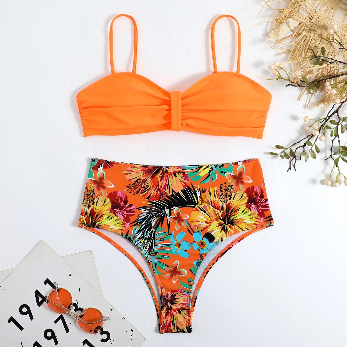 Split Retro Sexy Printed Bikini