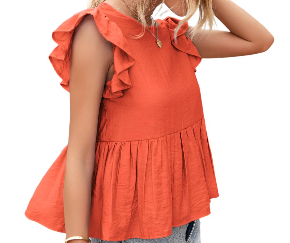 Ruffle Sleeve Lace Backless Top