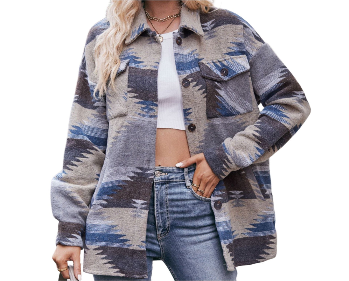Aztec Geometric Abstract Woolen Coat